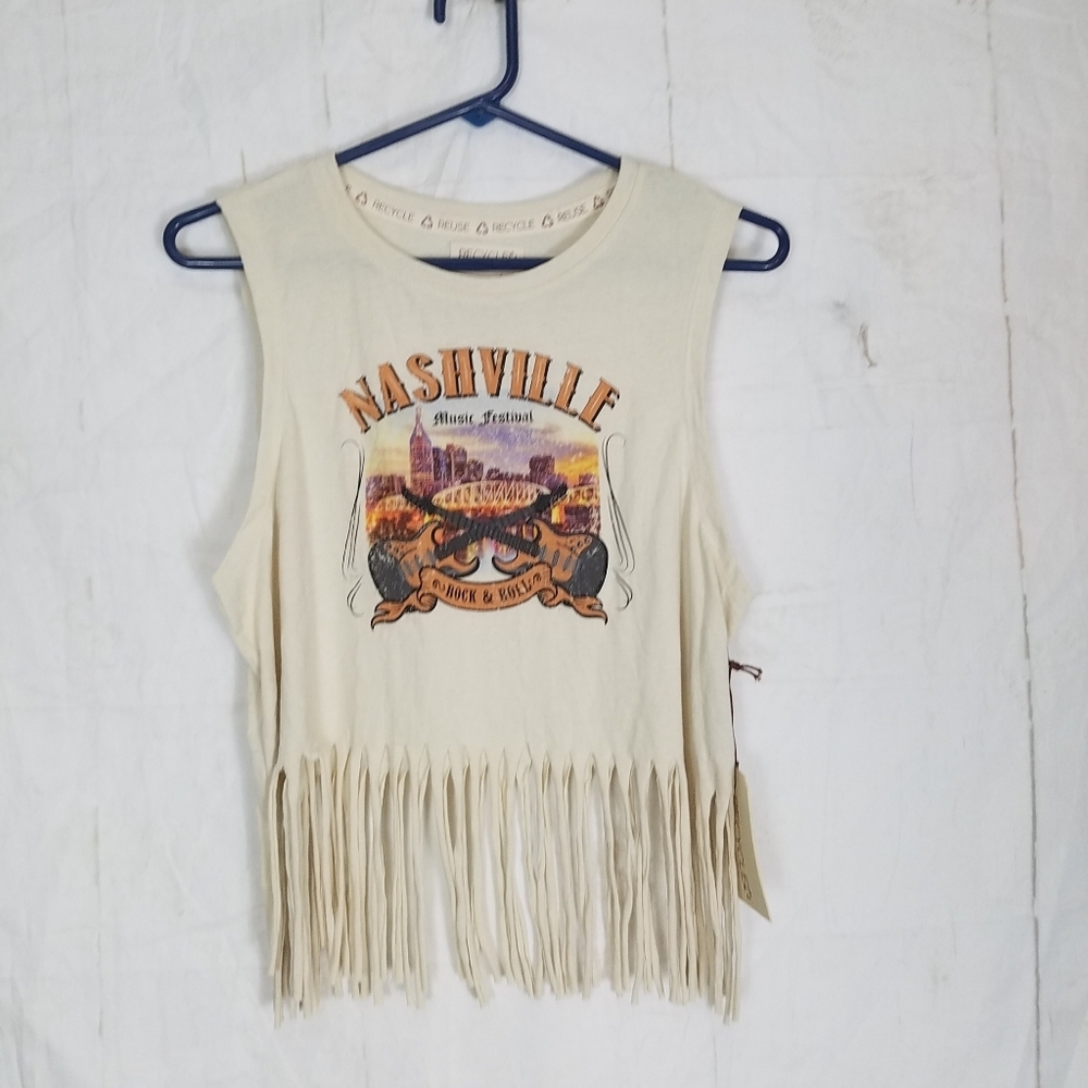 Recycle threads nashville music city music festival garfic crop tank top